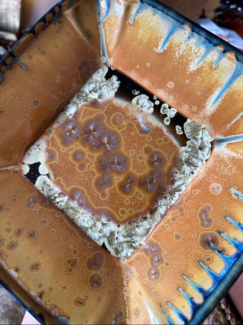 Handmade Edgecomb Pottery platter. Unique crystalline glaze. Bohemian home decor - Picture 4 of 15
